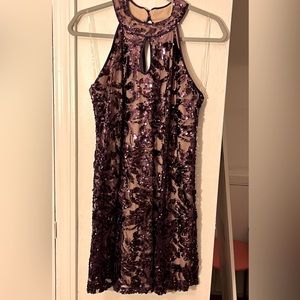 Prom Girl purple halter sequined homecoming dress. Size small. Never worn.